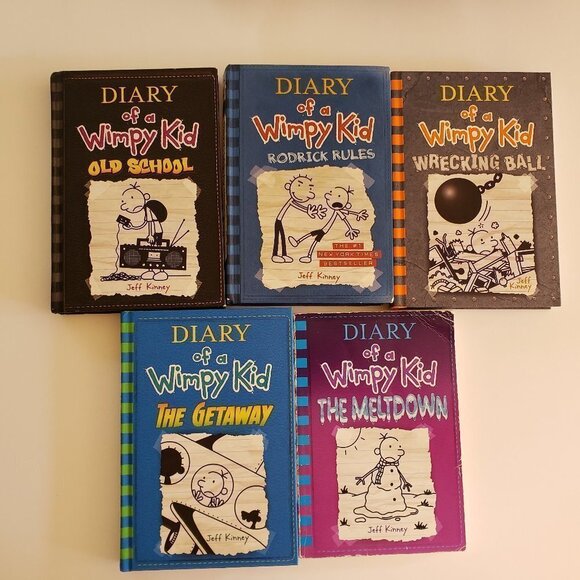 (set of 5) Diary of a Wimps Kid Books (4 hardbound, 1 softbound) Jeff Kinney - Picture 1 of 1